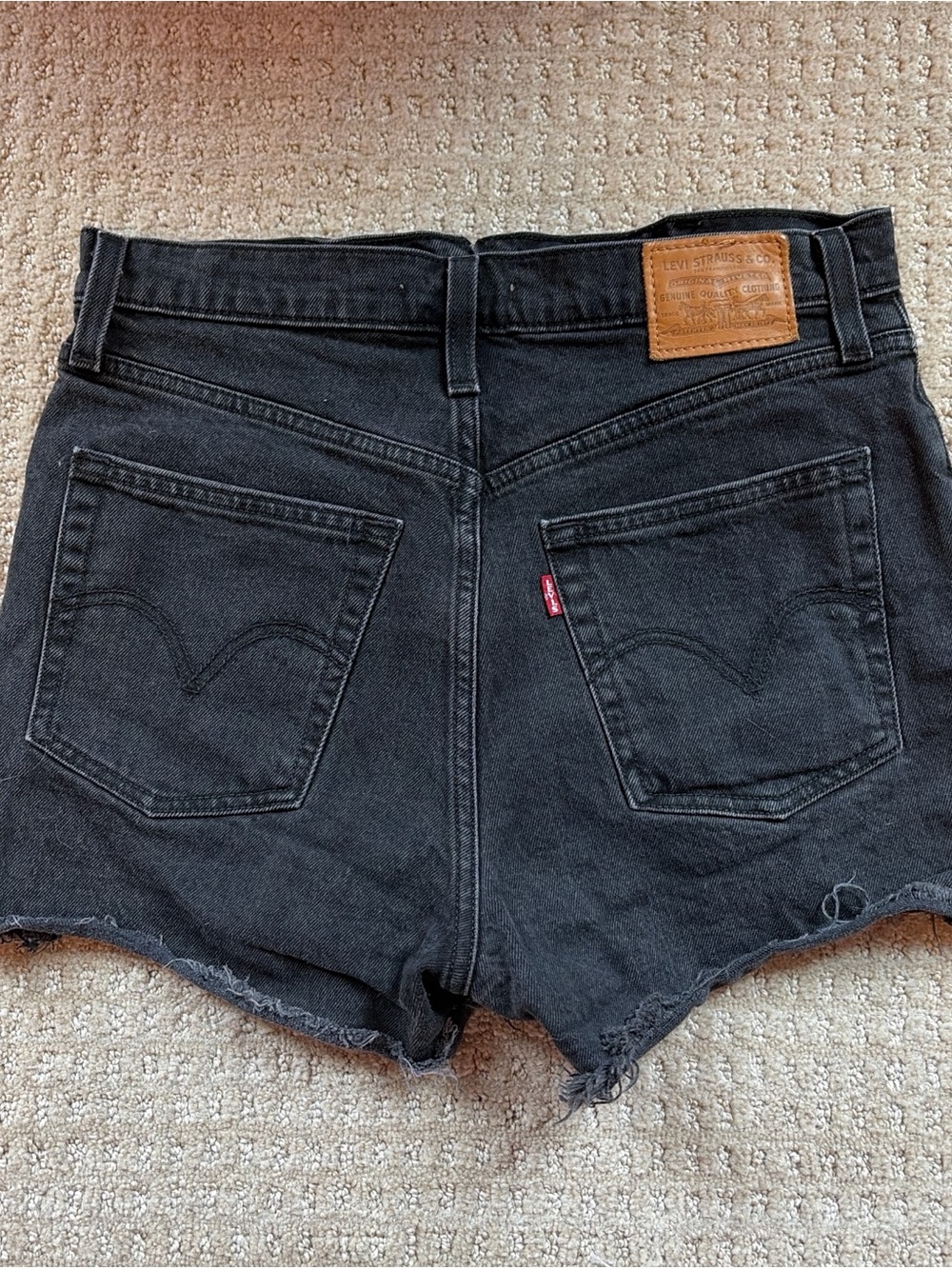 Levi's Black Ribcage Shorts with Frayed Hem